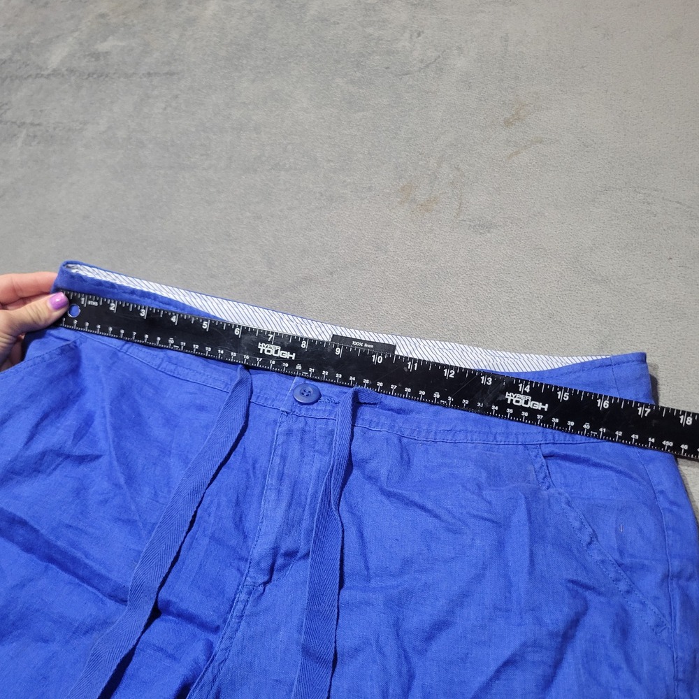 Jones New York Shorts Womens 10 Blue 100% Linen Bermuda Drawstring Summer JNY - Picture 2 of 8